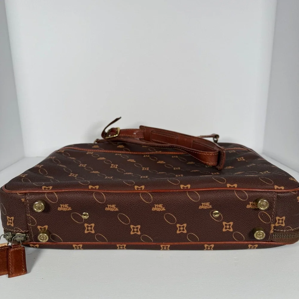 The Bridge Vintage Briefcase Brown Monogram Coated Canvas Messenger Bag